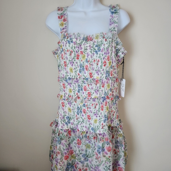 NWT SAYLOR | Leanna Smocked Floral Print Midi Dress - Size L - Picture 4 of 12